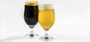 dark and light beer in glass