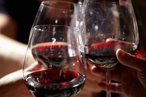 red wine in glasses