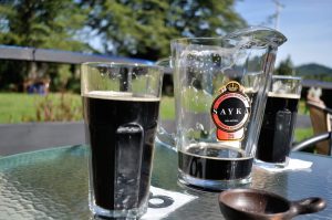 dark beer on patio