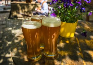 Pilsner in beer glasses