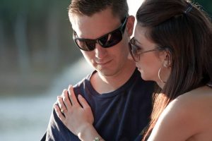 clingly woman on man