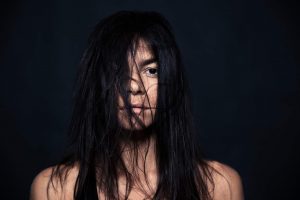 woman with wild hair